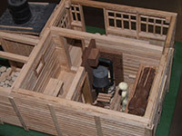 Макет бани со снятой крышей — парилка