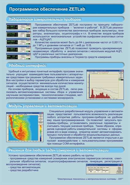 Рекламная листовка «Программное обеспечение ZETLab»